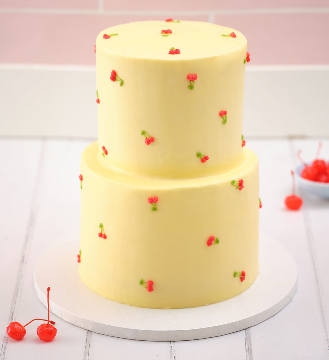 Cherries Mini Two Tier Doodle Cake