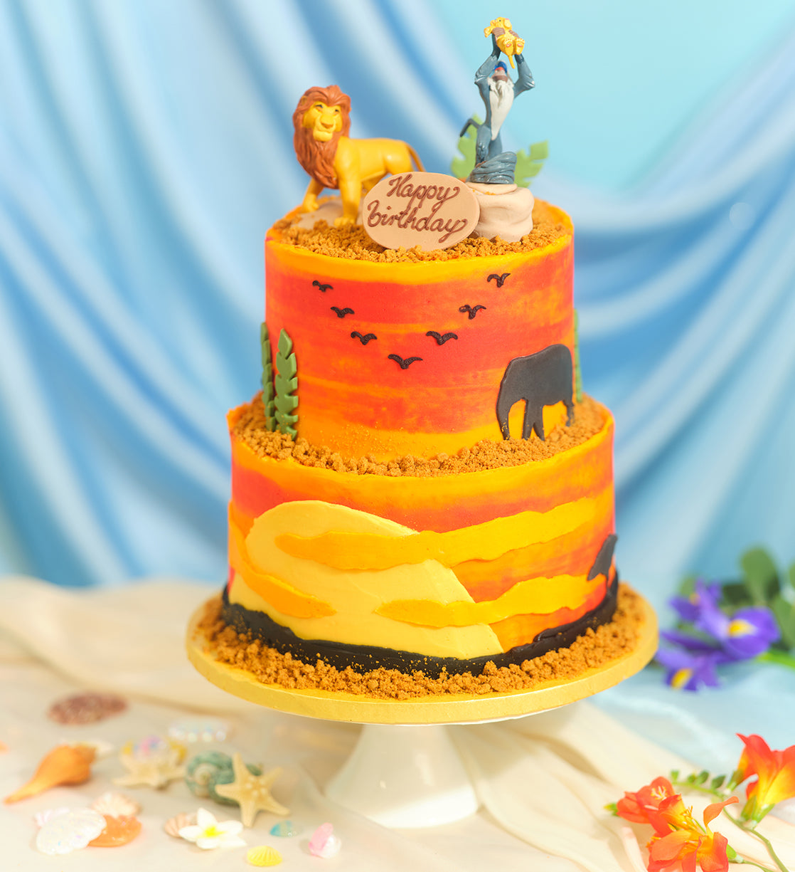 Disney Lion King Themed Two Tier Cake